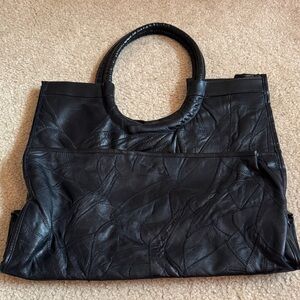 Elegant Black Leather Tote Bag